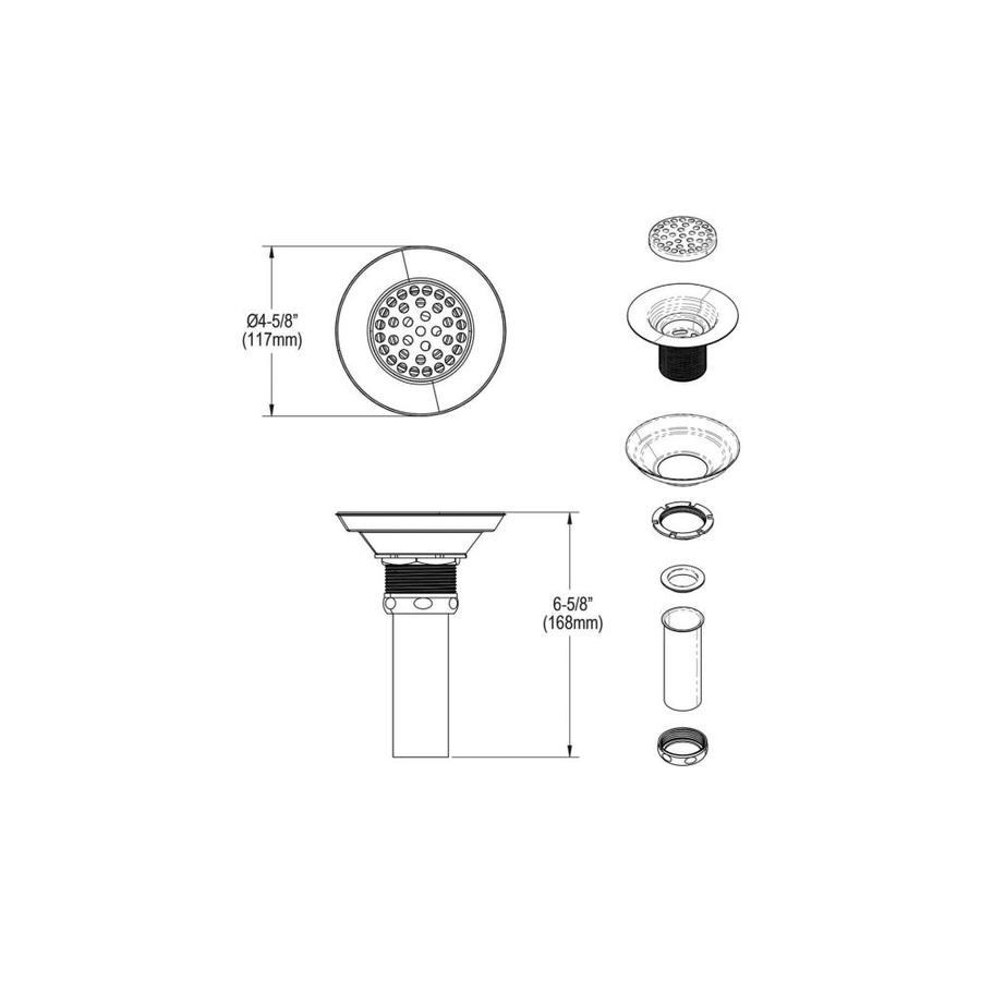 Elkay 3-1/2-in Drain Nickel Plated Brass Body, Strainer and Tailpiece ...