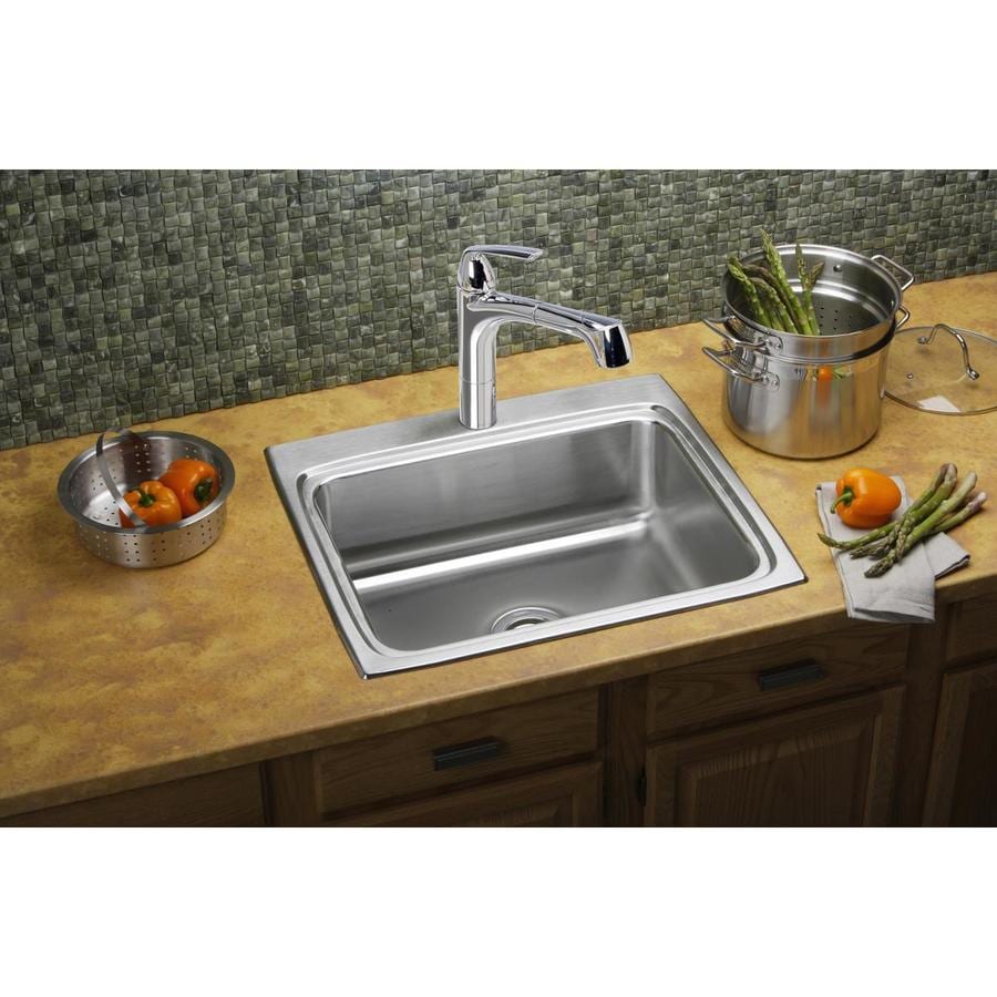 Shop Elkay Lustertone 25-in x 22-in Stainless steel Single-Basin Drop ...