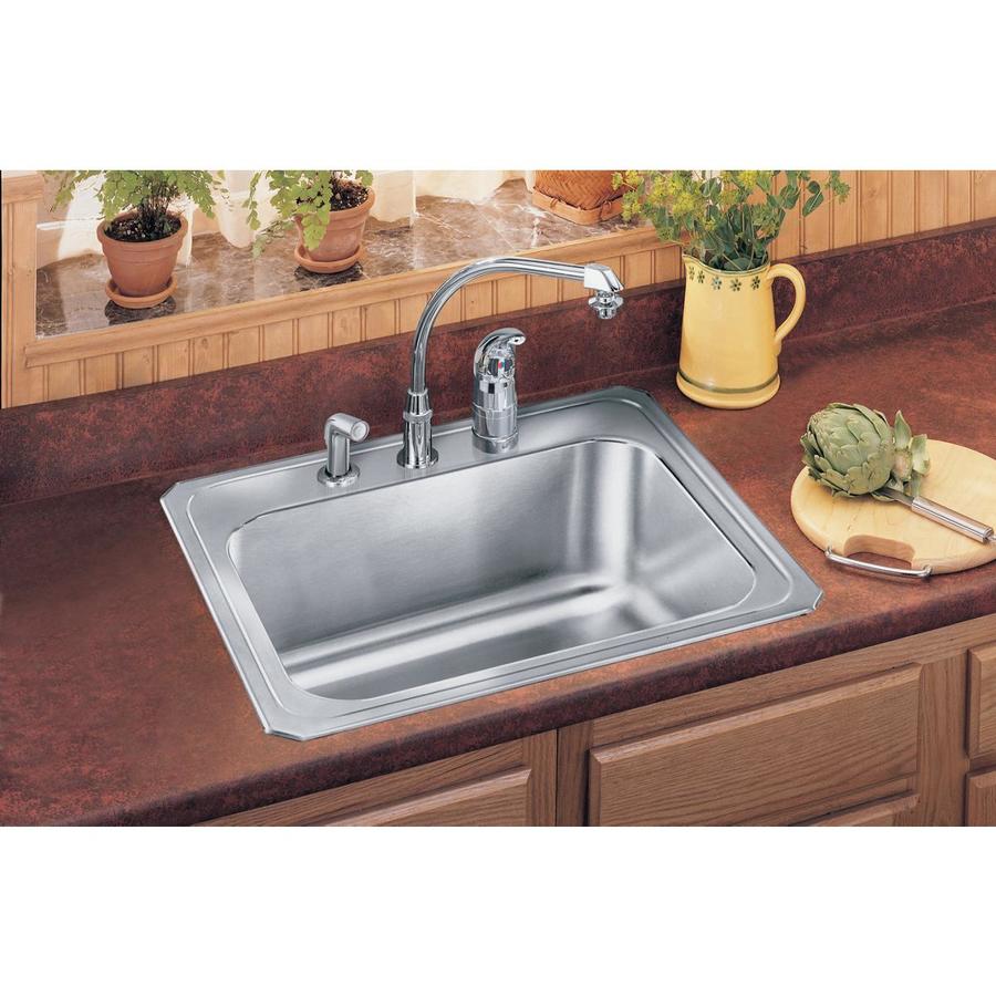 Elkay Pursuit 25-in x 22-in Brushed Satin Single Bowl Drop-In 3-Hole ...