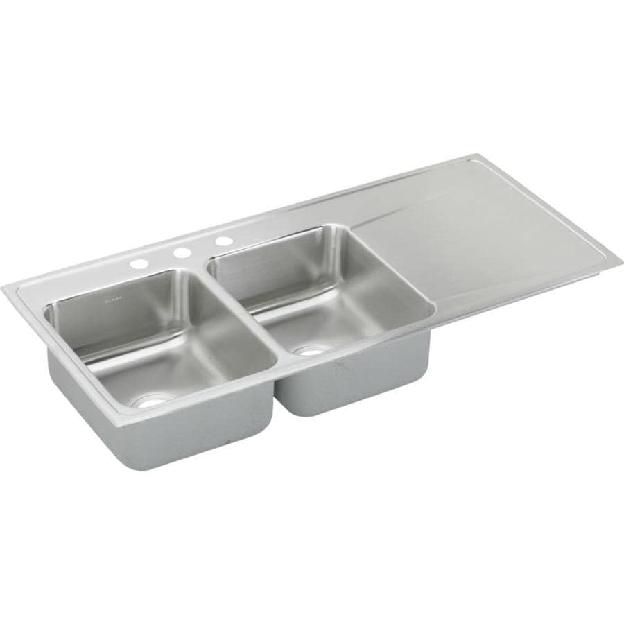 Elkay Gourmet 22-in x 48-in Lustertone Double-Basin Stainless Steel ...