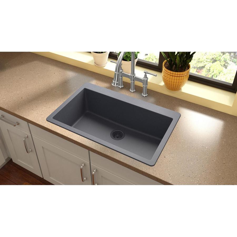 Elkay Quartz Classic 33 In X 18 4375 In Slate Single Bowl Undermount Residential Kitchen Sink In The Kitchen Sinks Department At Lowes Com