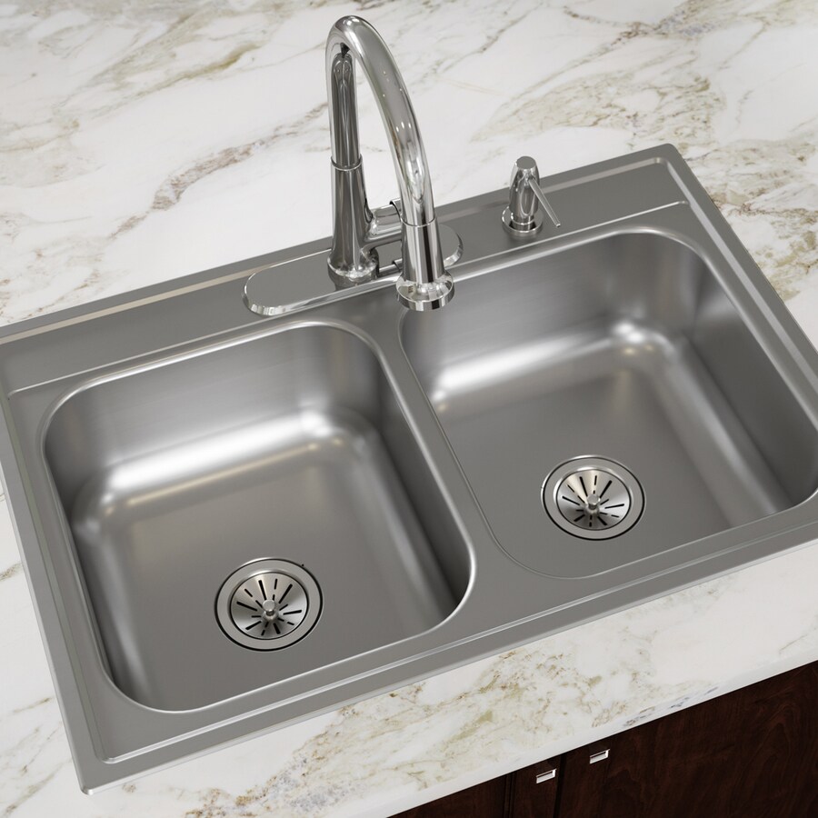 Dayton 33 In X 22 In Satin Double Basin Drop In 4 Hole