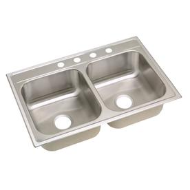 Kitchen Sinks At Lowes Elkay 33 In X 22 Satin Double Basin Drop 4