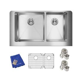 Elkay Crosstown Farmhouse/Apron-Front Stainless Steel 36 in. Double Bowl Kitchen Sink with Bottom Grids and Drains