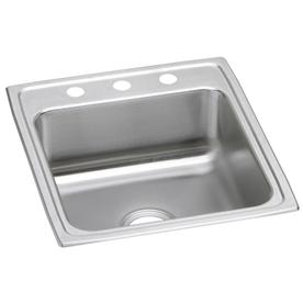 Elkay LRAD2022653 Lustertone Stainless Steel 19-1/2" x 22" x 6-1/2", Single Bowl Top Mount ADA Sink Lustertone