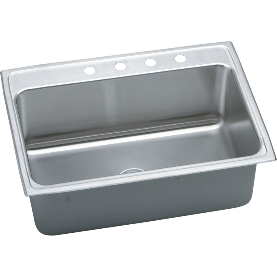 Elkay Gourmet 31-in x 22-in Lustrous Satin Single Bowl Drop-In 4-Hole Residential Kitchen Sink