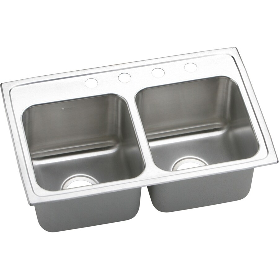 Elkay Gourmet 18 In X 29 Rous Highlighted Satin Double Basin