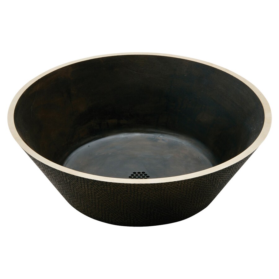 Elkay Asana Basket Weave, Bronze Aged Copper Vessel Round Bathroom Sink