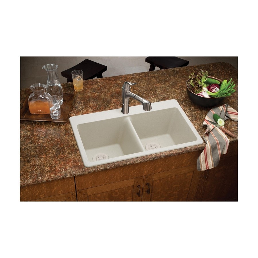 Elkay Quartz Classic DropIn 33in x 22in Bisque Double Equal Bowl