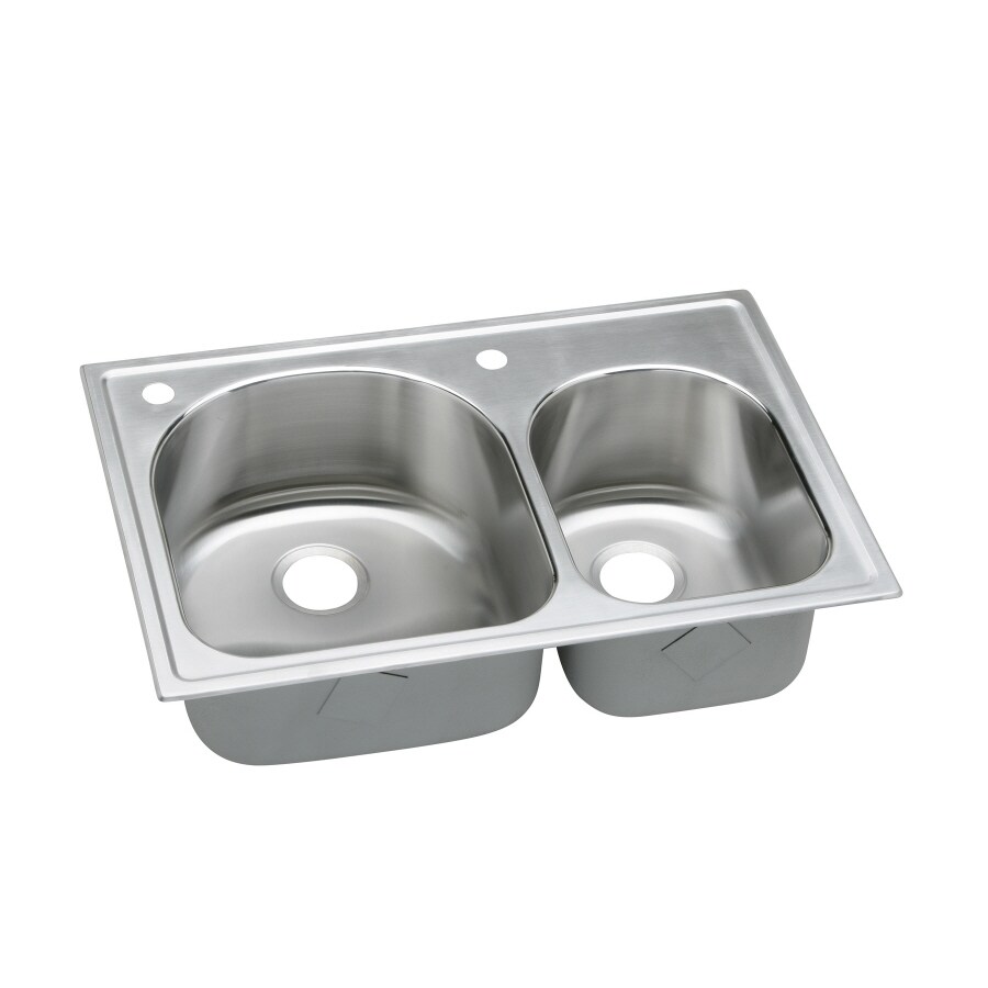 Elkay 33 In X 22 In Stainless Double Basin Drop In Kitchen Sink At