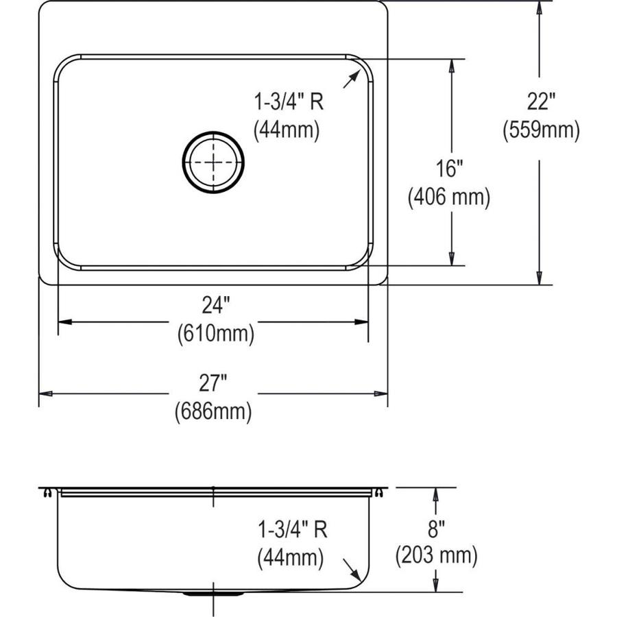 Elkay Dayton 27-in x 22-in Elite Satin Single Bowl Drop-In or ...