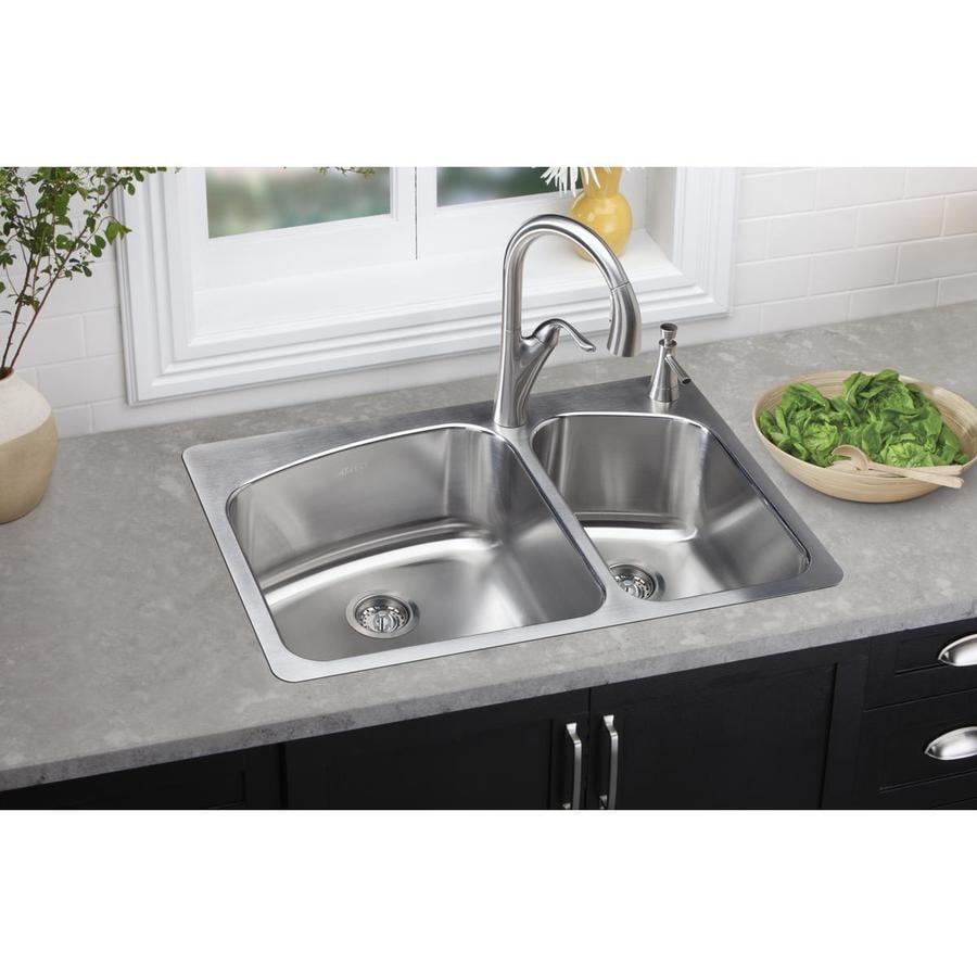 Shop Elkay Gourmet 33 In X 22 In Lustrous Satin Double Basin Stainless