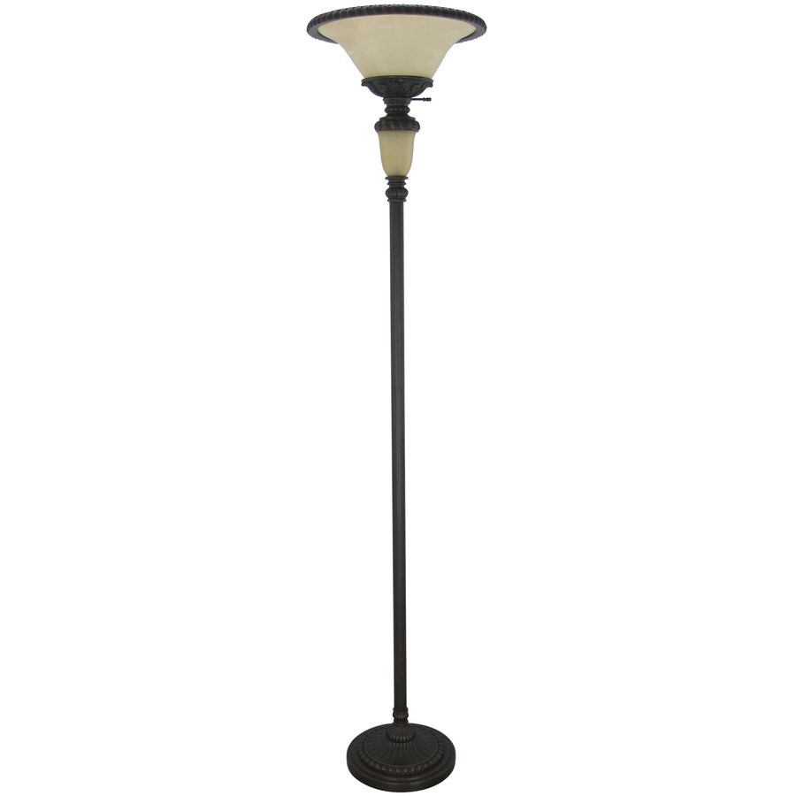 bronze floor lamp with glass shade