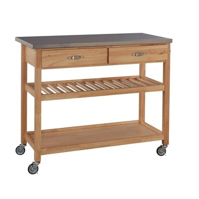 Home Styles Natural Designer Utility Cart With Ss Top At Lowes Com Styles Natural Designer Utility Cart