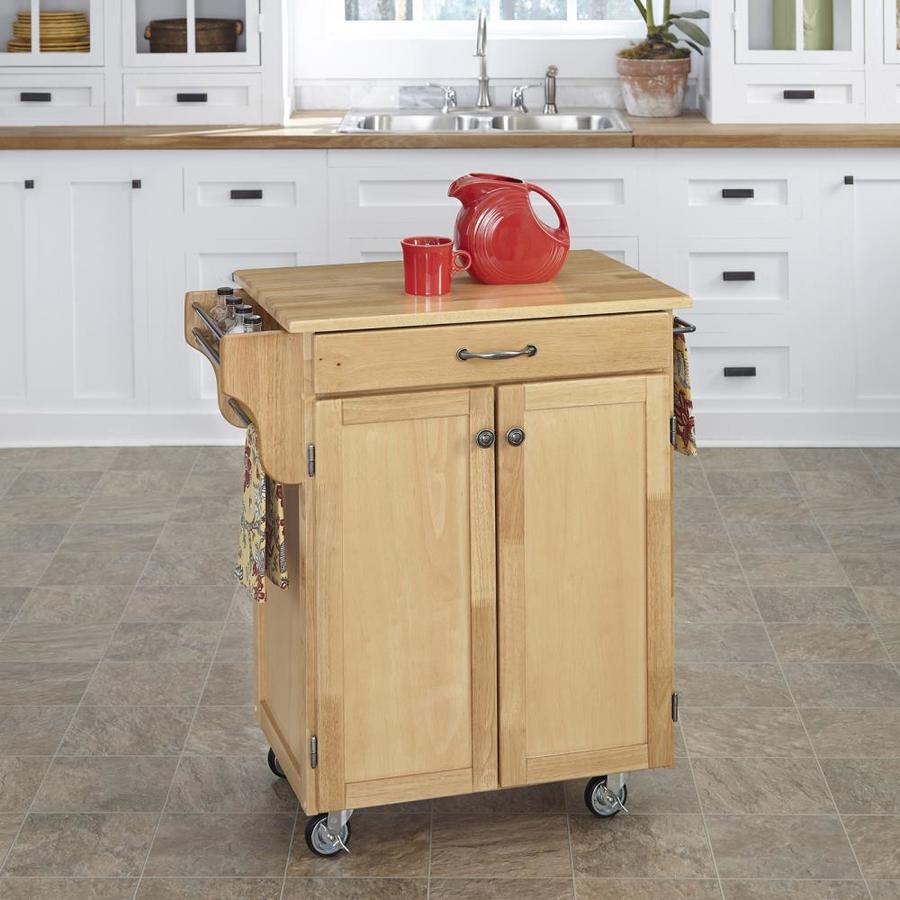 Home Styles Brown Wood Base with Wood Top Kitchen Cart (18.75in x 32.5