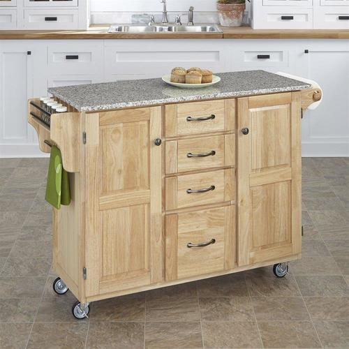 Home Styles Brown Wood Base with Granite Top Kitchen Cart (17.75in x