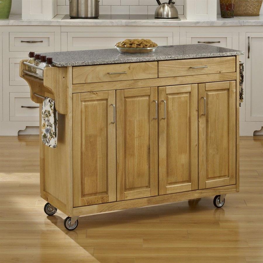 Home Styles Brown Wood Base with Granite Top Kitchen Cart (17.75in x