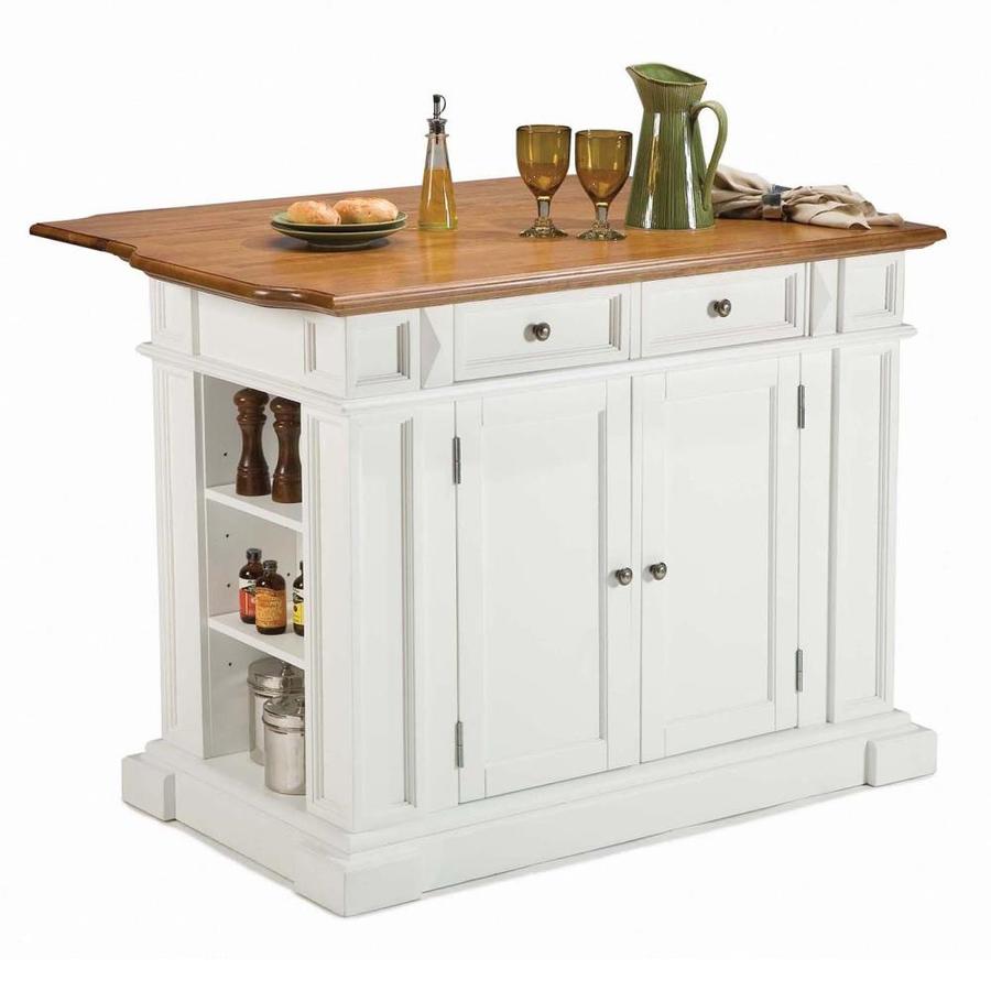 Home Styles White Wood Base With Wood Top Kitchen Island 25 In X