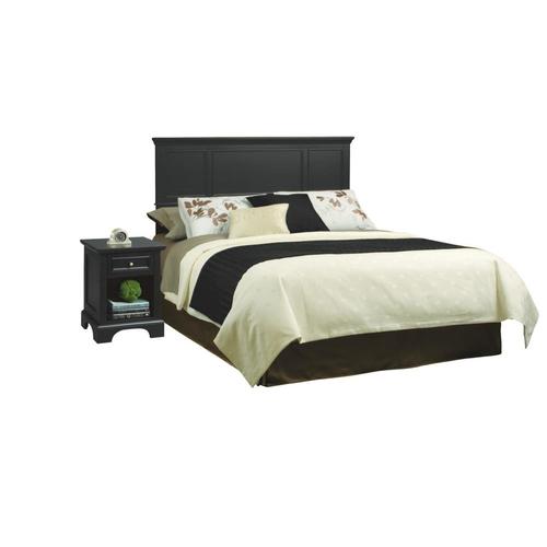 Home Styles Bedford Black Queen Headboard and Night Stand in the