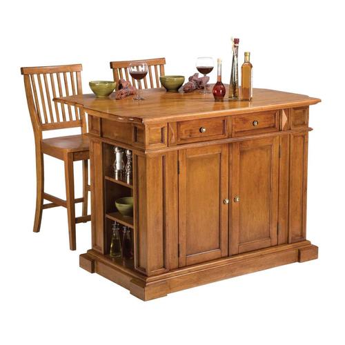 Home Styles Brown Wood Base with Wood Top Kitchen Island ...