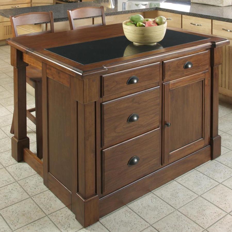 Home Styles Brown Wood Base With Granite Top Kitchen Island 26 75