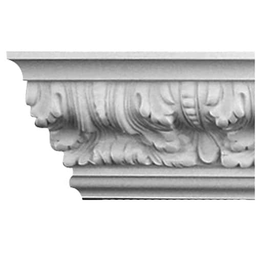 EverTrue 47/8in x 8ft Primed Polystyrene Leaf Crown Moulding in the