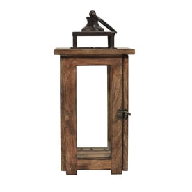 allen + roth 7.4-in x 15.3-in Rustic Glass Pillar Candle Outdoor Decorative Lantern