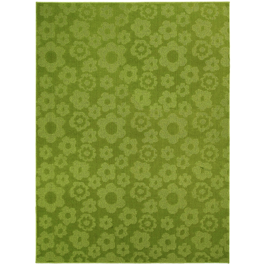 Garland Flowers 7 X 9 Lime Green Indoor Floral Botanical Kids Area Rug In The Rugs Department At Lowes Com