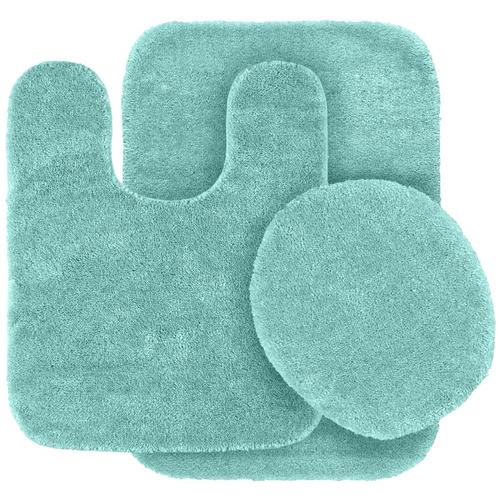 Traditional Set Of 3 Seafoam Nylon Bath Rug At Traditional Set Of 3 Seafoam Nylon Bath Rug At