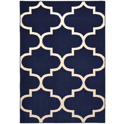 Garland Quatrefoil Indigo Ivory Indoor Area Rug Common 5 X 7 Garland Quatrefoil Indigo Ivory Indoor