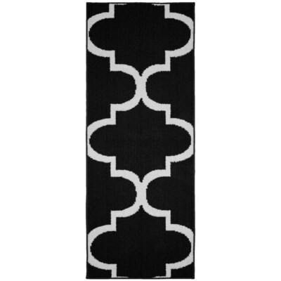 Garland Quatrefoil Black White Indoor Runner Common 2 X 5 Garland Quatrefoil Black White Indoor