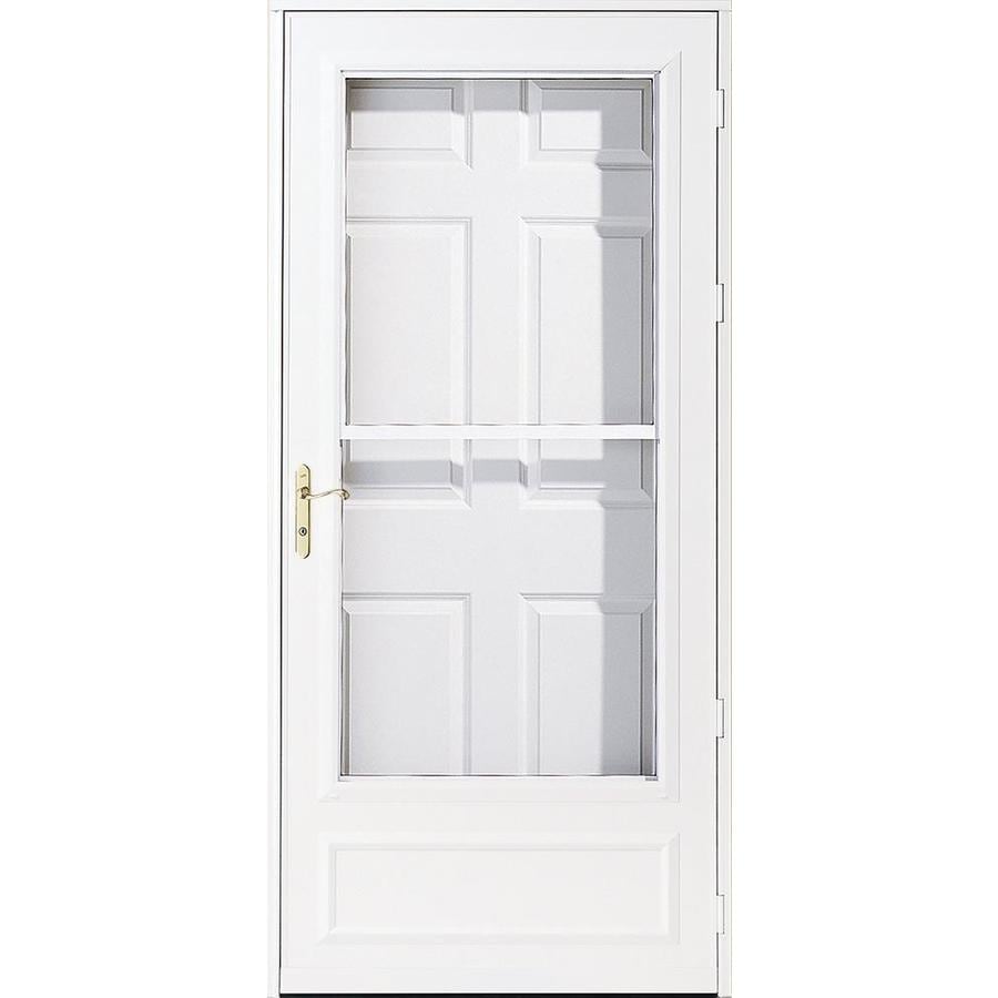 Pella Helena 32in x 81in White MidView Universal Reversible Wood