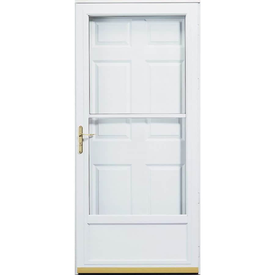 Pella White Hartford Mid View Safety Storm Door In The Storm Doors