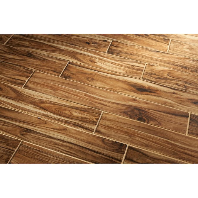 Style Selections Acacia Natural 6-in x 36-in Glazed Porcelain Wood Look