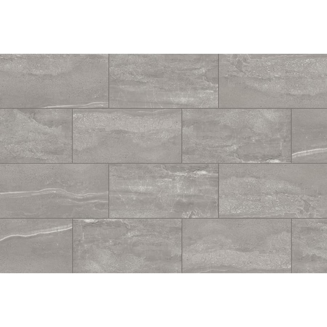 style selections skyros gray 12 in x 24 in glazed porcelain stone look floor and wall tile