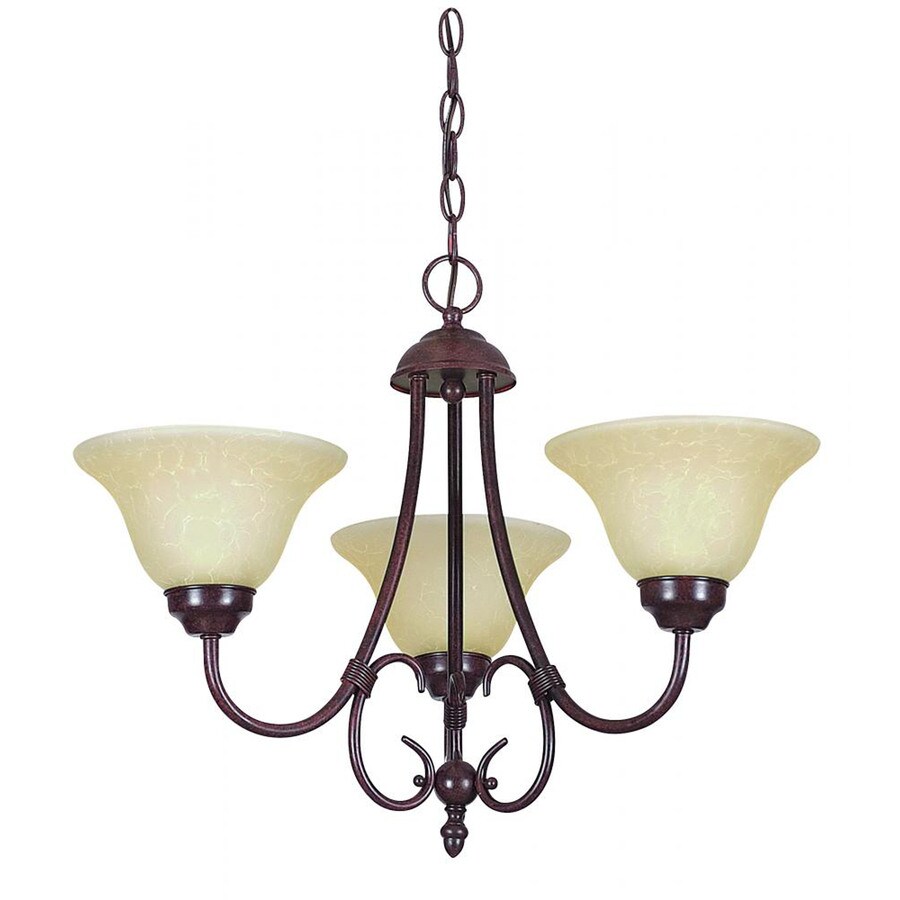 Ashton 22.5in 3Light Rubbed Bronze Stained Glass Standard Chandelier