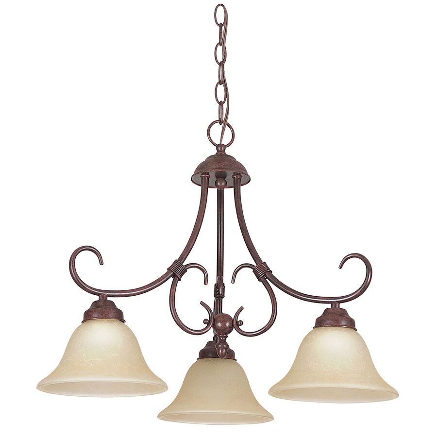 Ashton 22in 3Light Rubbed Bronze Stained Glass Standard Chandelier at