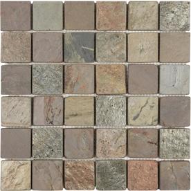 Slate Tile At Lowes Anatolia Tile Multi Color Tumbled Uniform Squares Mosaic Slate Wall Common 12