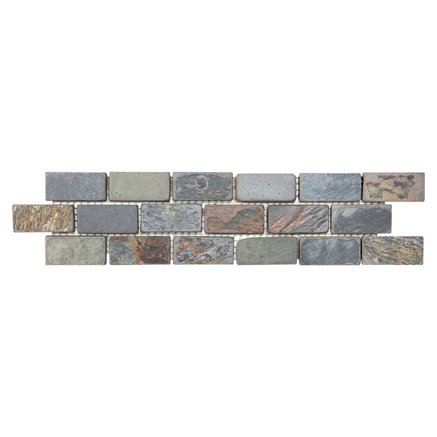  20-437 Multi Slate Natural Stone Mosaic Listello Tile (Common: 3-in x 12-in; Actual: 3-in x 12-in)