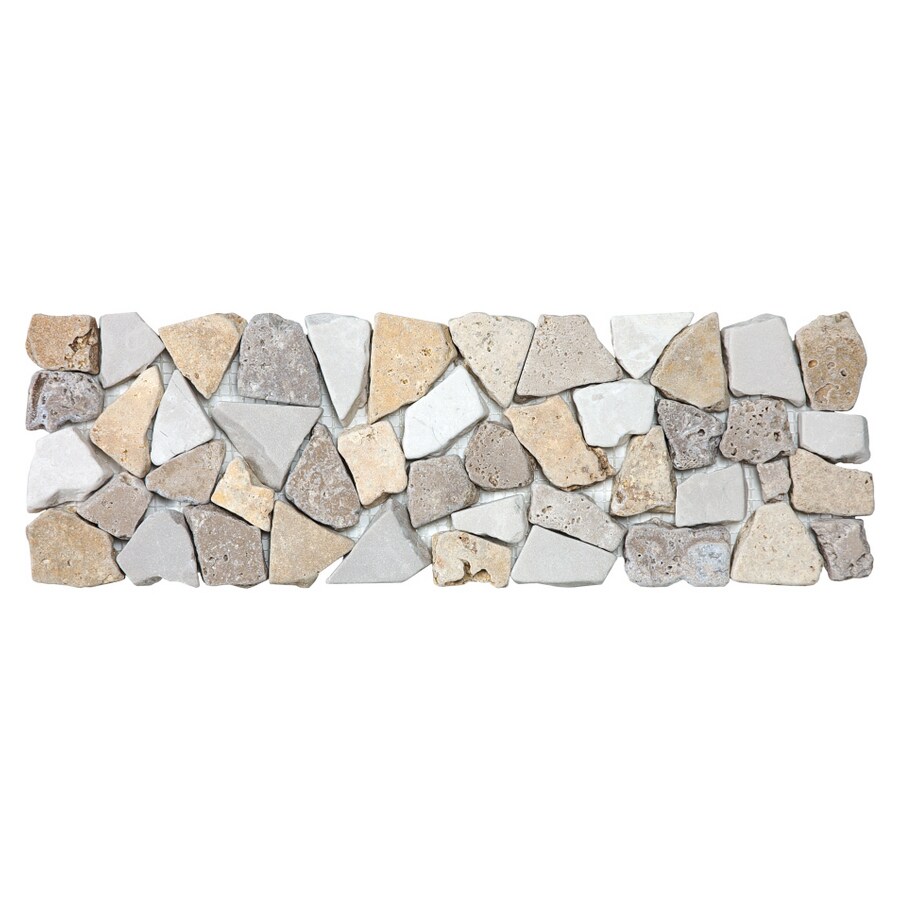  20-459 Pebble Natural Stone Mosaic Listello Tile (Common: 4-in x 12-in; Actual: 4-in x 12-in)