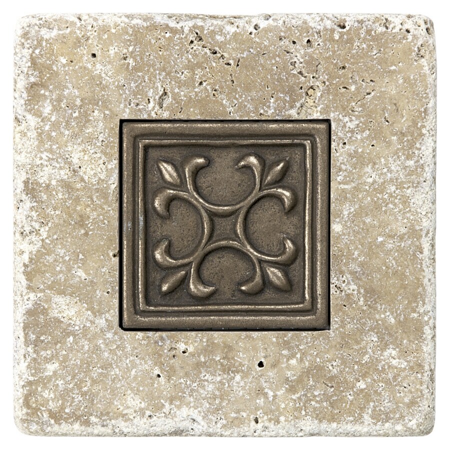  20-543 Noce with Metal Natural Stone Square Accent Tile (Common: 4-in x 4-in; Actual: 4-in x 4-in)