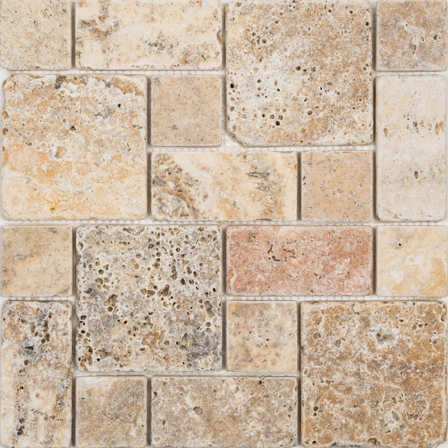 Shop Anatolia Tile Scabos Mixed Pattern Mosaic Travertine Wall Tile Common 12 In X 12 In