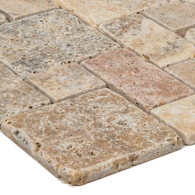 Satori Scabos 12-in x 12-in Tumbled Natural Stone Travertine Mixed