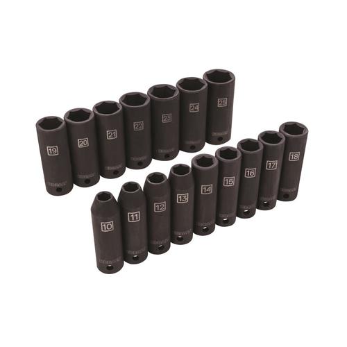 Kobalt 16-Piece Metric 1/2-in Drive Set 6-Point Impact Socket Set in ...