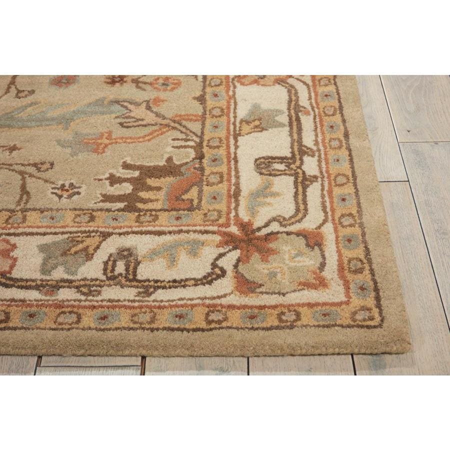 Ivory and Sage Wool Tufted Rectangular Area Rug, 2'6" x 4'