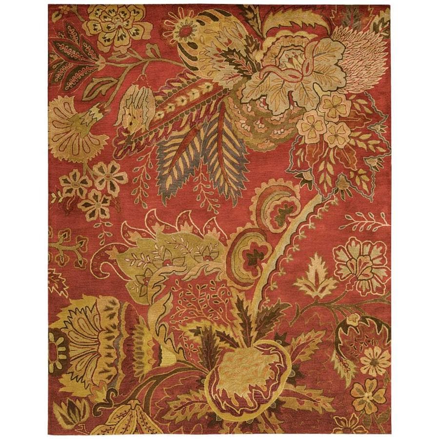 Nourison Jaipur 9 x 13 Flame Indoor Abstract Handcrafted Area Rug in