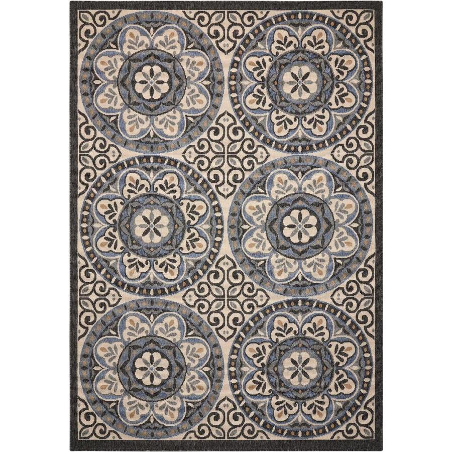 Nourison Caribbean Ivory Charcoal Rectangular Indoor Outdoor Machine Nourison Caribbean Ivory Charcoal Rectangular Indoor Outdoor Machine Made Area Rug Common 2 X 7 Actual 25 Ft W 5 L