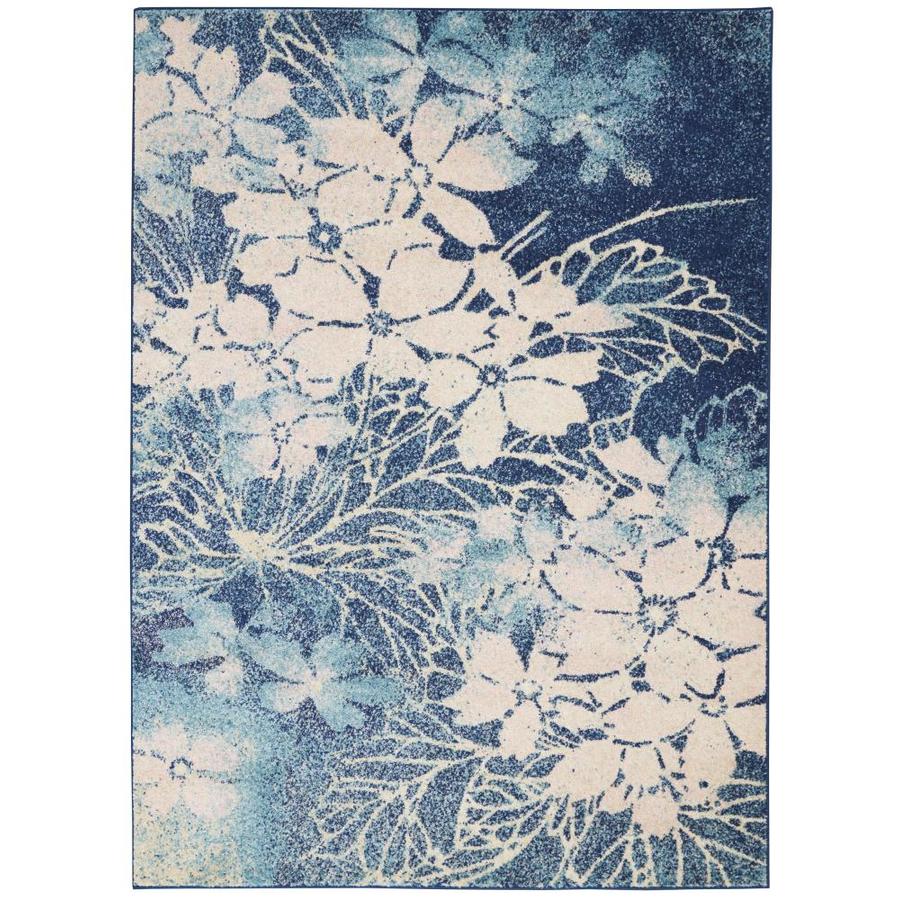 Nourison Tranquil Navy Pink Rectangular Indoor Machine Made