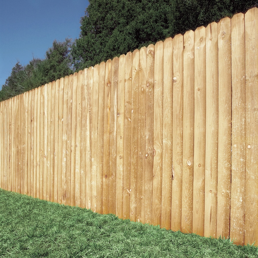 Pine Stockade Pressure Treated Wood Fence Panel (Common: 6-ft x 8-ft ...