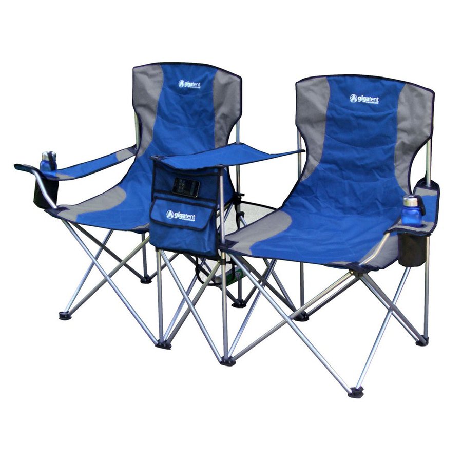 Gigatent Blue Steel Folding SideBySide Double Camping Chair at